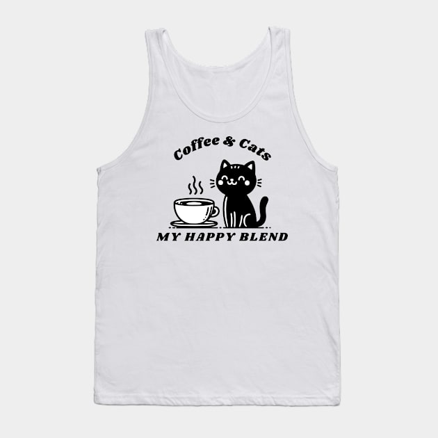 Coffee & Cats My Happy Blend - Black and White Edition Tank Top by KittenMe Designs